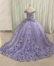 Lavender Sweetheart Multi Color Floral Quinceanera Ball Gown