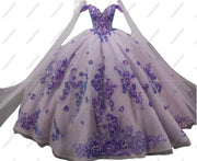 Sweetheart Floor Length Sleeve Embroidered Quinceanera Ball Gown