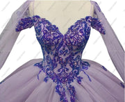 Sweetheart Floor Length Sleeve Embroidered Quinceanera Ball Gown