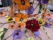 Off Shoulder Quinceañera Ball Gown with 3D Floral Appliqué & Full Tulle Skirt – 2026 Collection