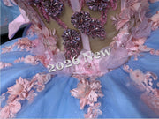 Off Shoulder Quinceañera Ball Gown with 3D Floral Appliqué & Full Tulle Skirt – 2026 Collection