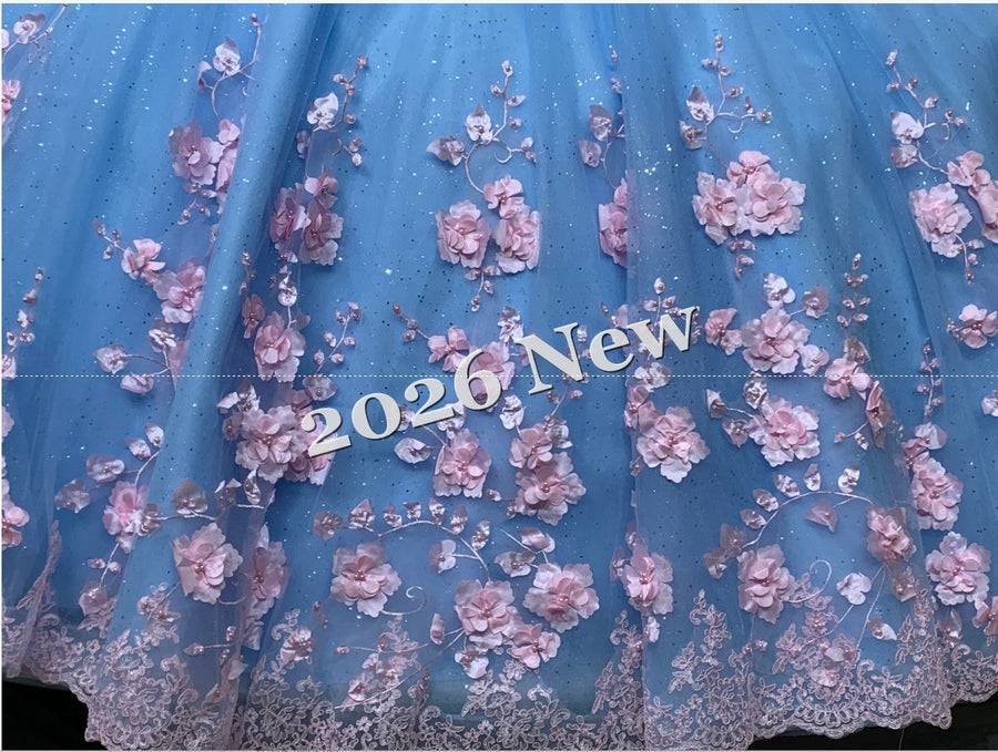 Floral 2026 Quinceañera Ball Gown with Embroidery & Full Skirt Multi-Color 15 Anos Dres