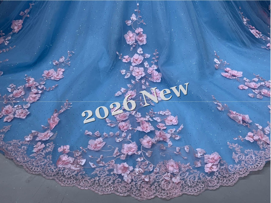 Floral 2026 Quinceañera Ball Gown with Embroidery & Full Skirt Multi-Color 15 Anos Dres
