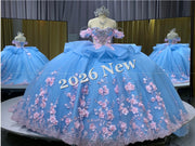 Floral 2026 Quinceañera Ball Gown with Embroidery & Full Skirt Multi-Color 15 Anos Dres
