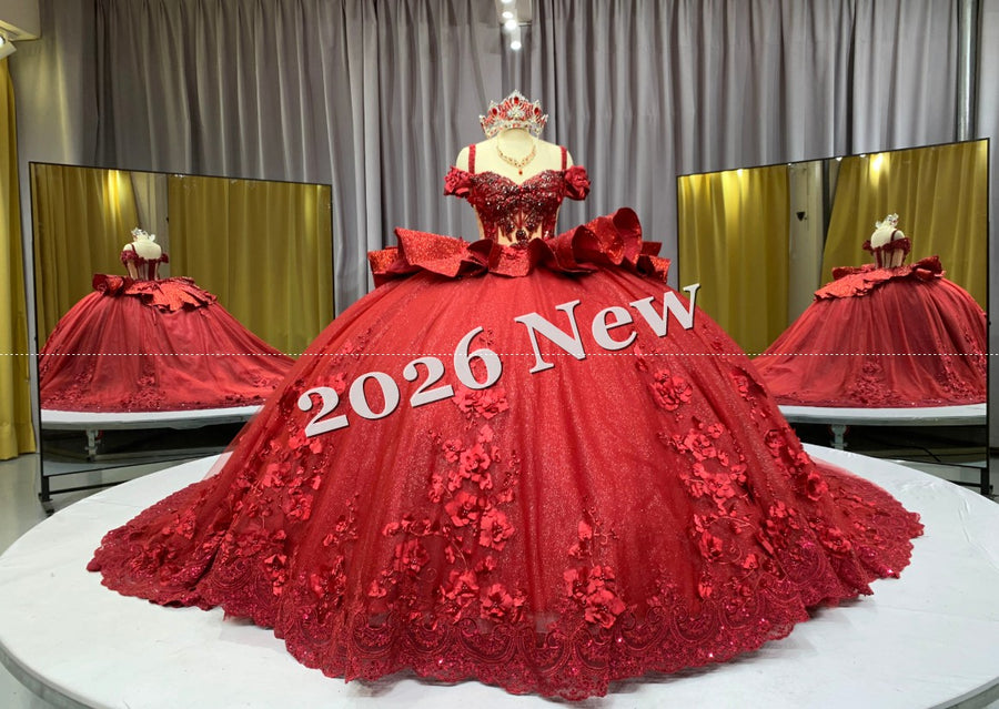 Floral 2026 Quinceañera Ball Gown with Embroidery & Full Skirt Multi-Color 15 Anos Dres