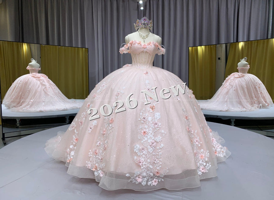 Floral 2026 Quinceañera Ball Gown with Embroidery & Full Skirt Multi-Color 15 Anos Dres