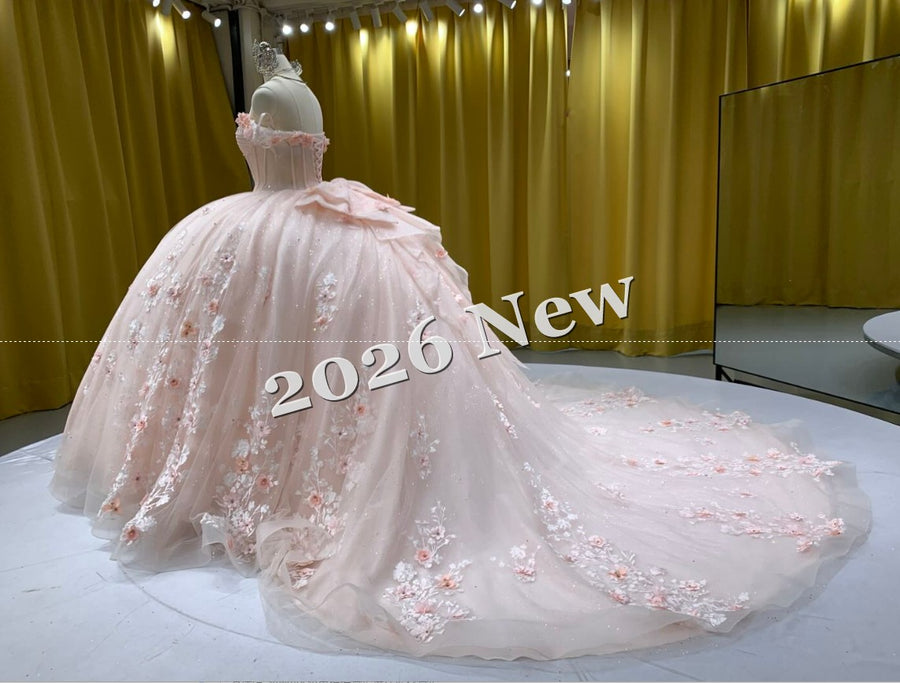 Floral 2026 Quinceañera Ball Gown with Embroidery & Full Skirt Multi-Color 15 Anos Dres