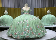 Floral 2026 Quinceañera Ball Gown with Embroidery & Full Skirt Multi-Color 15 Anos Dres
