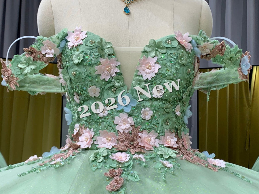 Floral 2026 Quinceañera Ball Gown with Embroidery & Full Skirt Multi-Color 15 Anos Dres