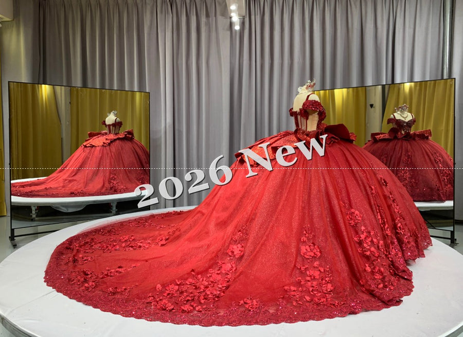 Floral 2026 Quinceañera Ball Gown with Embroidery & Full Skirt Multi-Color 15 Anos Dres