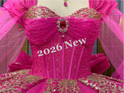 Floral 2026 Quinceañera Ball Gown with Embroidery & Full Skirt Multi-Color 15 Anos Dres