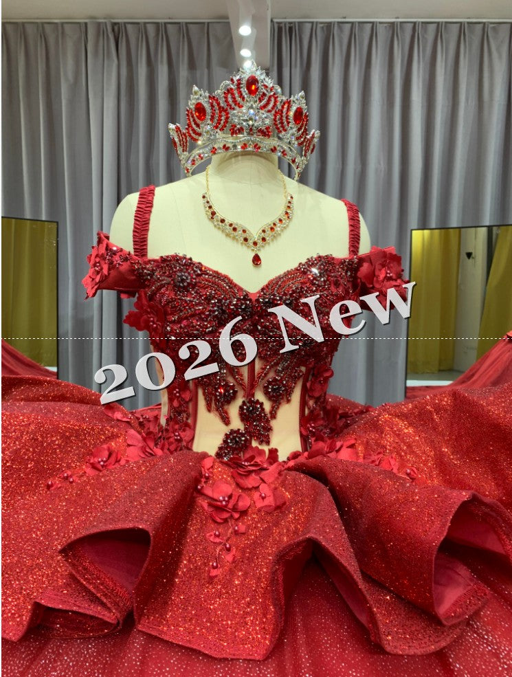 Floral 2026 Quinceañera Ball Gown with Embroidery & Full Skirt Multi-Color 15 Anos Dres