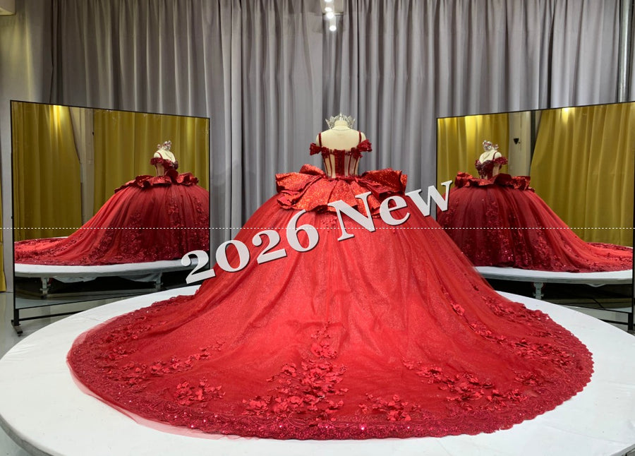 Floral 2026 Quinceañera Ball Gown with Embroidery & Full Skirt Multi-Color 15 Anos Dres