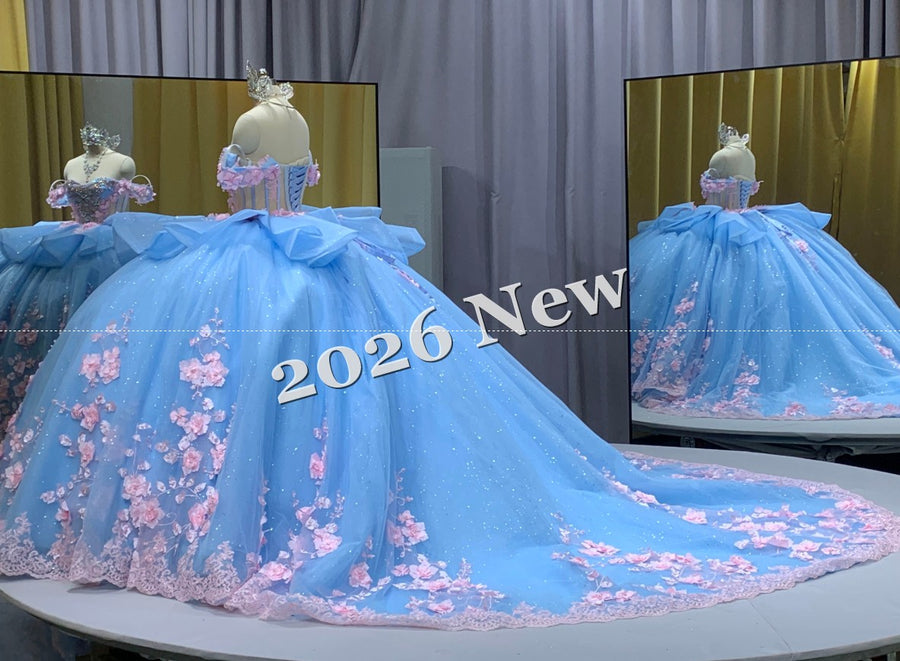 Floral 2026 Quinceañera Ball Gown with Embroidery & Full Skirt Multi-Color 15 Anos Dres