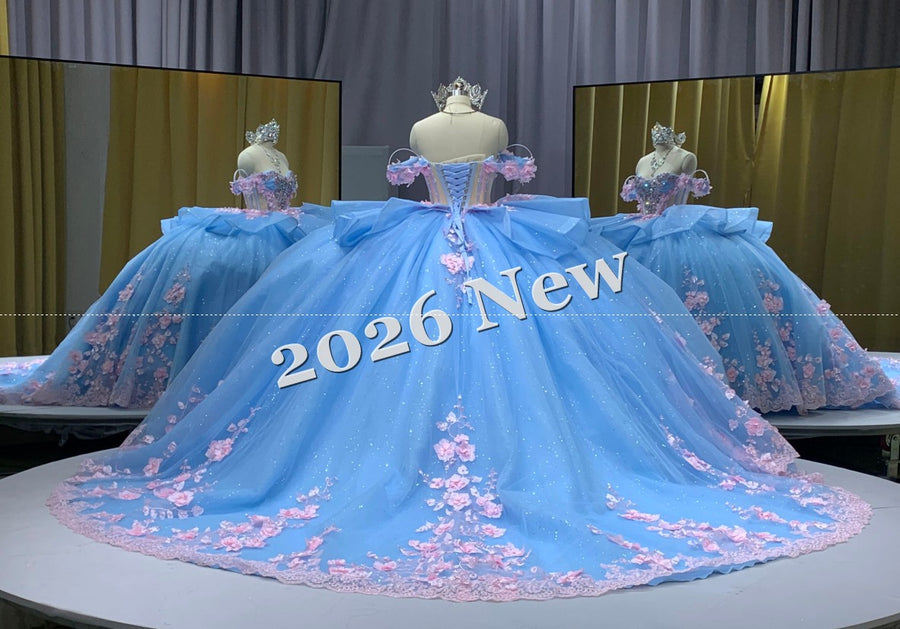 Floral 2026 Quinceañera Ball Gown with Embroidery & Full Skirt Multi-Color 15 Anos Dres