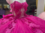 Floral Embellish Tulle Ruffle Corset Quinceanera Dress Applique 15 Anos Dress