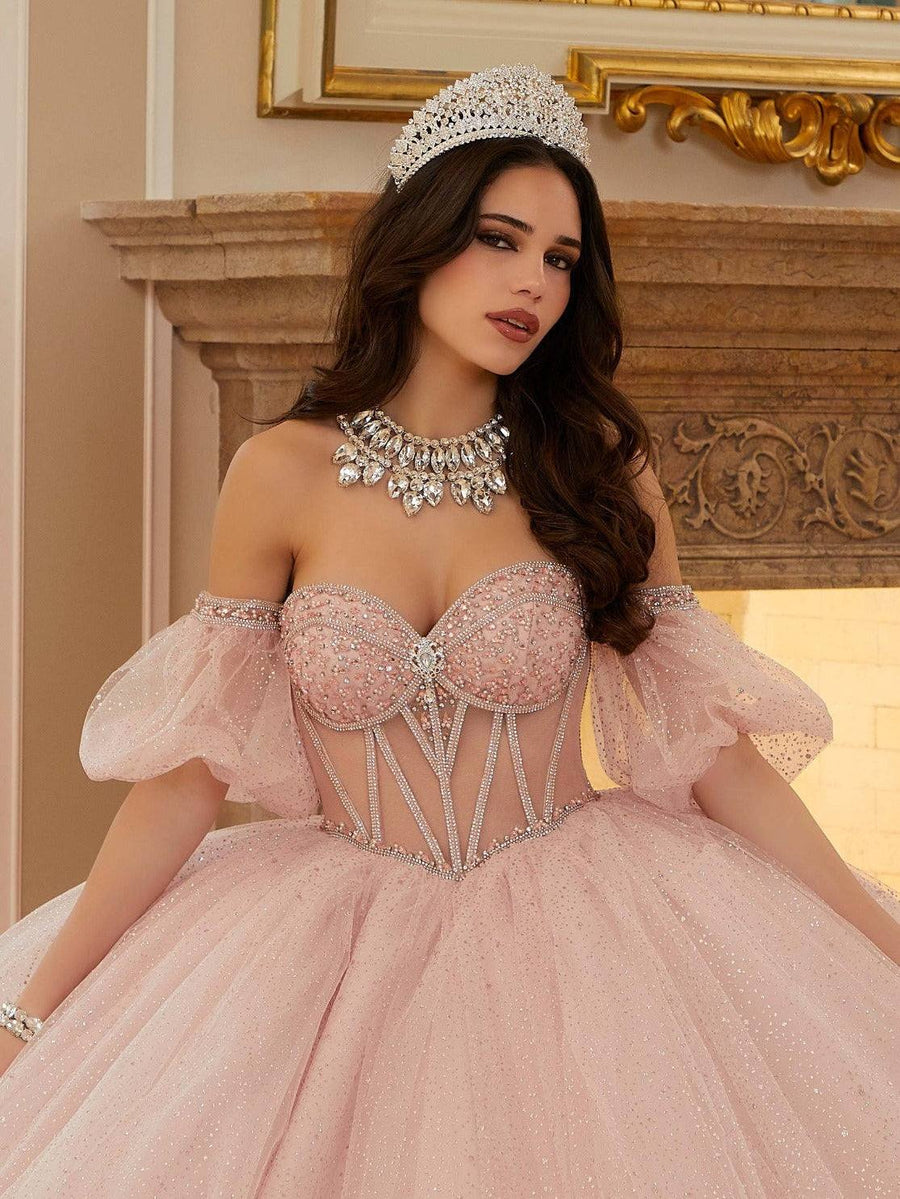 Sweetheart Glitter Appliques Sleeveless Quinceanera Ball Gown Pink / 4 Sweetheart Glitter Appliques Sleeveless Quinceanera Ball Gown Pink / 4