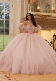 Sweetheart Glitter Appliques Sleeveless Quinceanera Ball Gown